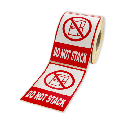 Etykiety samoprzylepne 80x120 mm, DO NOT STACK, do przesyłek, 500 etykiet na rolce