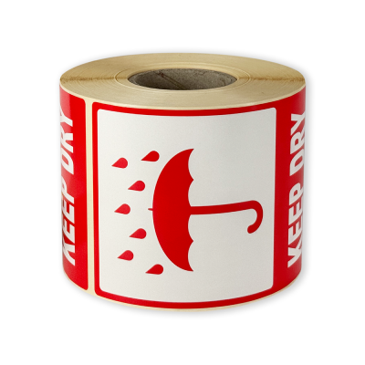 Self-adhesive labels 80x120 mm, KEEP DRY, for shipments, 500 labels per roll