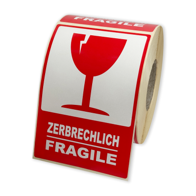 Etykiety samoprzylepne 80x120 mm, ZERBRECHLICH...