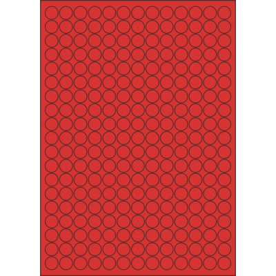 Kolorowe papierowe etykiety samoprzylepne w kółku 14x14 mm, na arkuszu A4, do druku laserowego i atramentowego