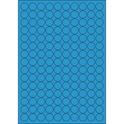 Kolorowe papierowe etykiety samoprzylepne w kółku 18x18 mm, na arkuszu A4, do zadruku laserowego i atramentowego