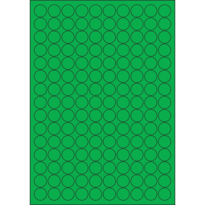 Kolorowe papierowe etykiety samoprzylepne w kółku 18x18 mm, na arkuszu A4, do zadruku laserowego i atramentowego