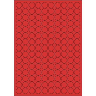 Etichete autoadezive din hârtie color cerc 18x18 mm, pe foaie A4, pentru imprimare laser și inkjet