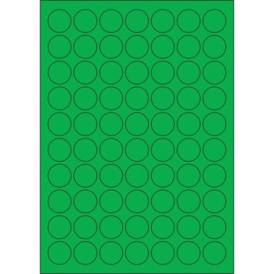 Kolorowe papierowe etykiety samoprzylepne w kółku 25x25 mm, na arkuszu A4, do druku laserowego i atramentowego