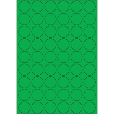 Etichete autoadezive din hârtie color cerc 30x30 mm, pe foaie A4, pentru imprimare laser și inkjet