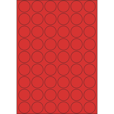 Colour paper self-adhesive labels circle 30x30 mm, on A4 sheet, for laser and inkjet printing