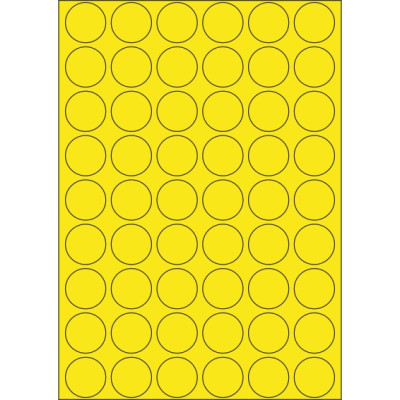 Etichete autoadezive din hârtie color cerc 30x30 mm, pe foaie A4, pentru imprimare laser și inkjet