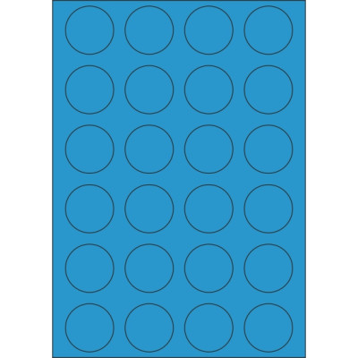 Colour paper self-adhesive labels circle 40x40 mm, on A4 sheet, for laser and inkjet printing