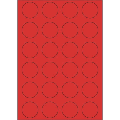 Etichete autoadezive din hârtie color cerc 40x40 mm, pe foaie A4, pentru imprimare laser și inkjet