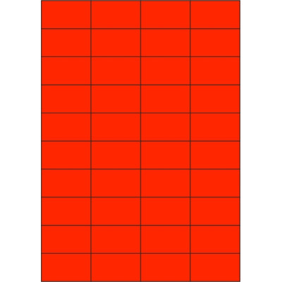 Signal colour paper self-adhesive labels 52,5x29,7 mm, on A4 sheet, for laser printing