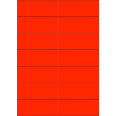 Signal colour paper self-adhesive labels 105x42,4 mm, on A4 sheet, for laser printing