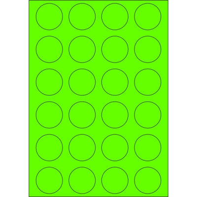 Samolepiace etikety kruh 40x40 mm signálne farebné papierové, na hárku A4, pre laserovú tlač
