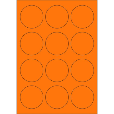 Samolepicí etikety kruh 60x60 mm signální barevné papírové, na archu A4, pro laserový tisk Samolepicí etikety kruh 60x60 mm signální barevné papírové, na archu A4, pro laserový tisk