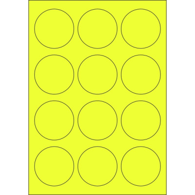 Etichete autoadezive din hârtie color semnal cerc 60x60 mm, pe foaie A4, pentru imprimare laser