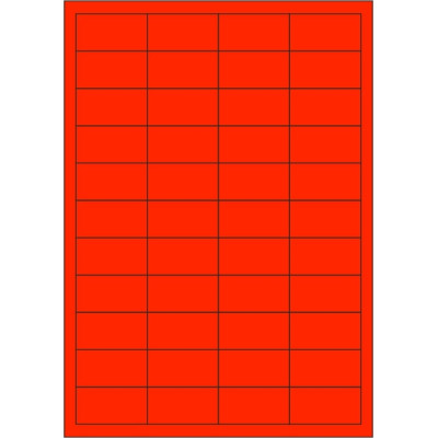Signal colour paper self-adhesive labels 48,5x25,4 mm, on A4 sheet, for laser printing