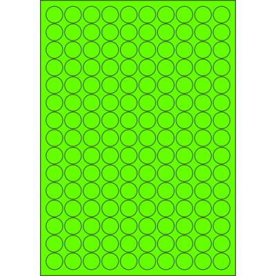 Samolepiace etikety kruh 18x18 mm signálne farebné papierové, na hárku A4, pre laserovú tlač