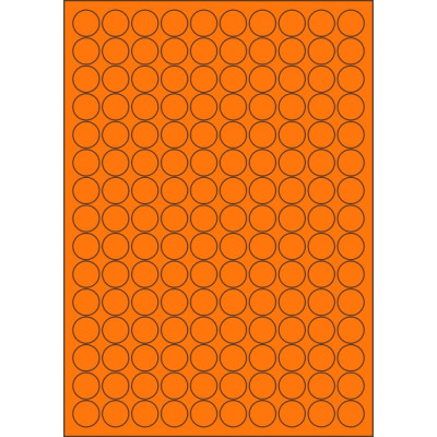 Signal colour paper self-adhesive labels circle 18x18 mm, on A4 sheet, for laser printing