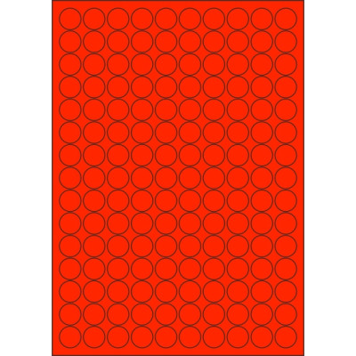 Samolepiace etikety kruh 18x18 mm signálne farebné papierové, na hárku A4, pre laserovú tlač