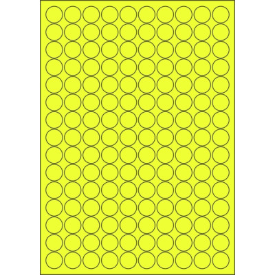 Selbstklebende Etiketten Kreis 18x18 mm, Papier in Signalfarben, auf A4-Bogen, für Laserdruck